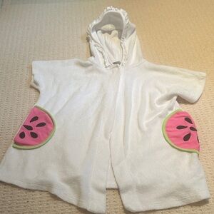 Florence Eiseman Cream Coverup with Pink and Green Watermelon 4T/5T